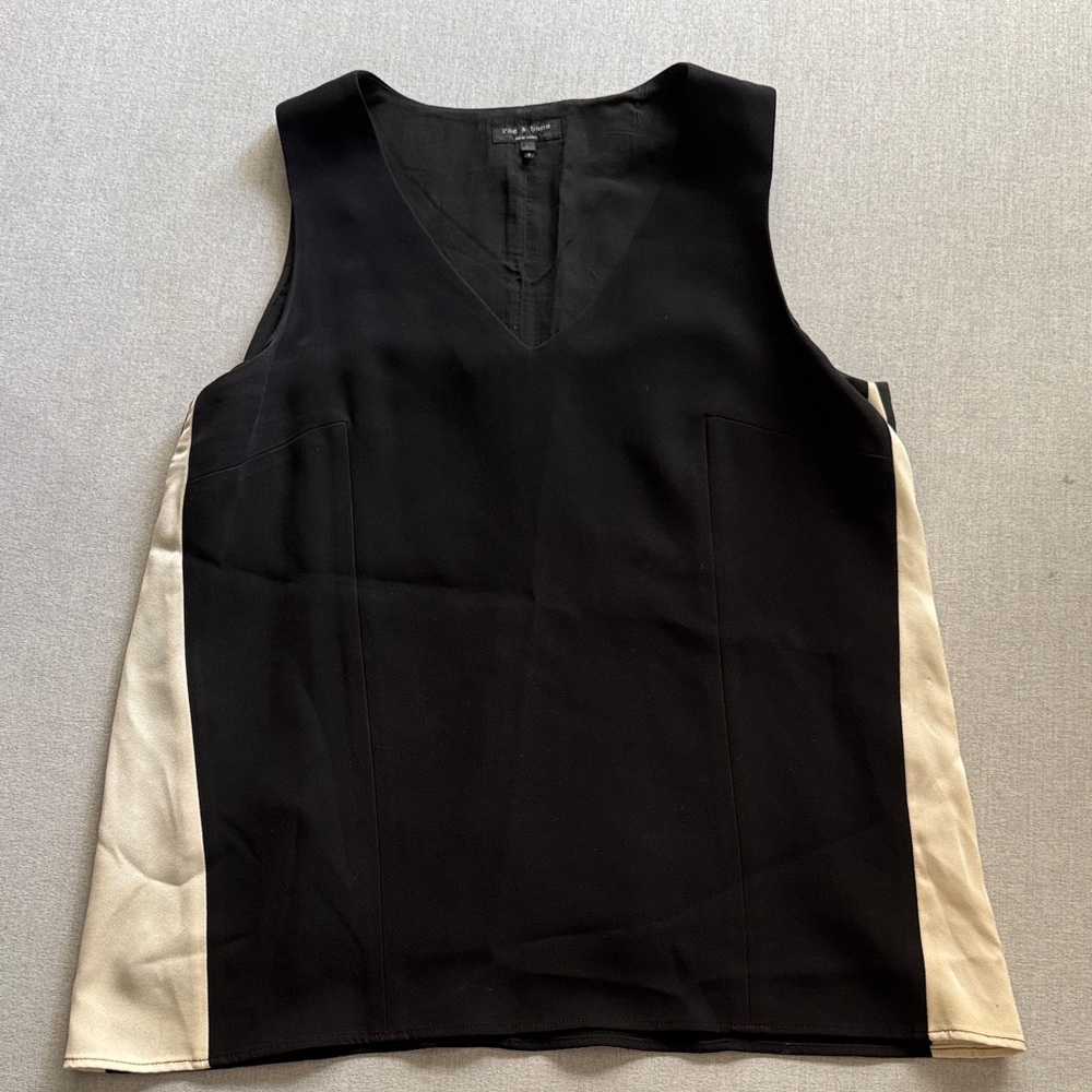 Rag & Bone Black and Cream Women's Top size large